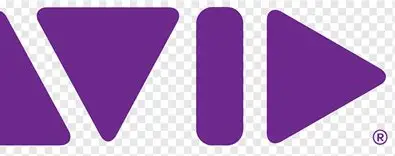 Logo d'Avid avec des formes géométriques violettes.